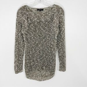 Lafayette 148 Green Linen Blend Open Knit Sweater Size P